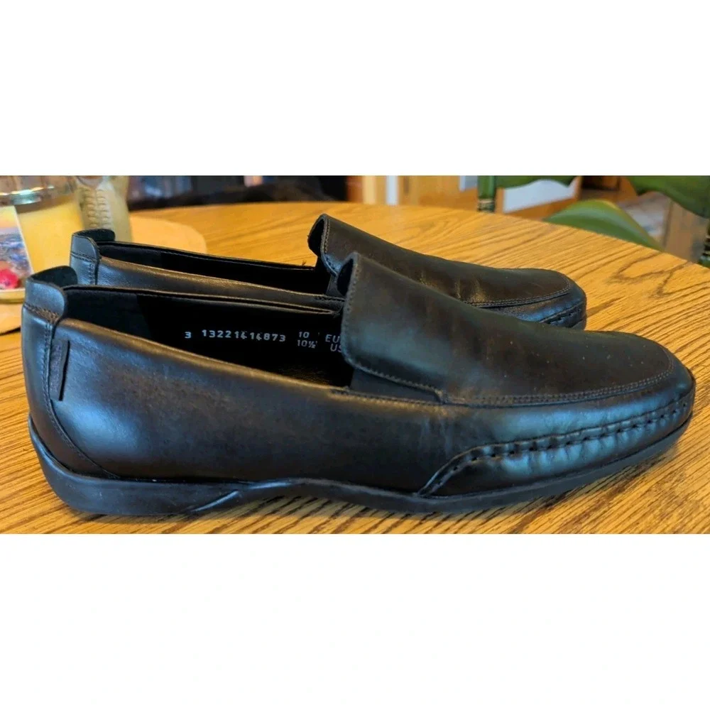 Mephisto Mens 10.5 Black Leather Cool Air Comfort Shoes Loafers Slip On